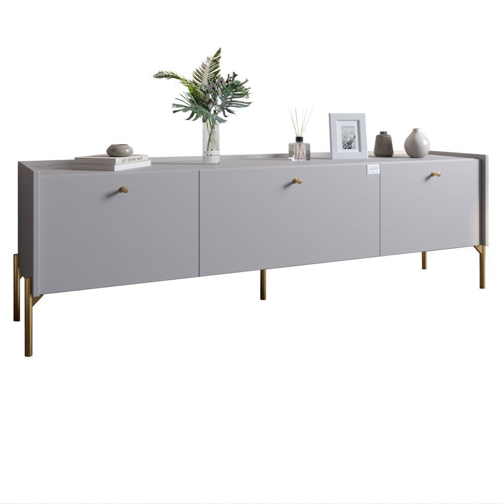 Тумба под телевизор на 3 ящика LION Wood с золотыми металлическими ножками 160х65х40 см кашемир 18011 фото мебель
