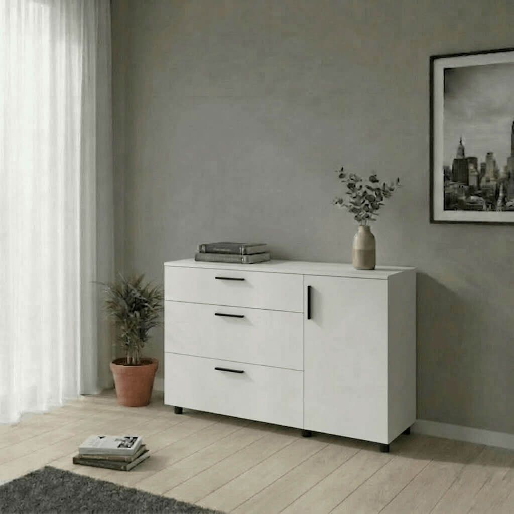 Комод Торн Doros (Дорос) 3Ш/1Д 135х51,6х80 см белый 41510181 фото мебель