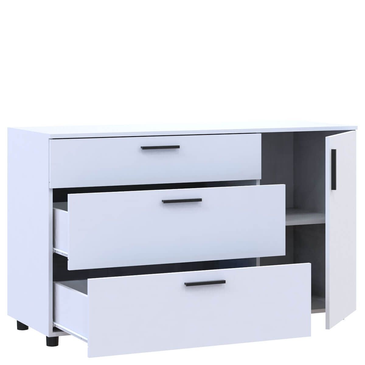 Комод Торн Doros (Дорос) 3Ш/1Д 135х51,6х80 см белый 41510181 фото мебель