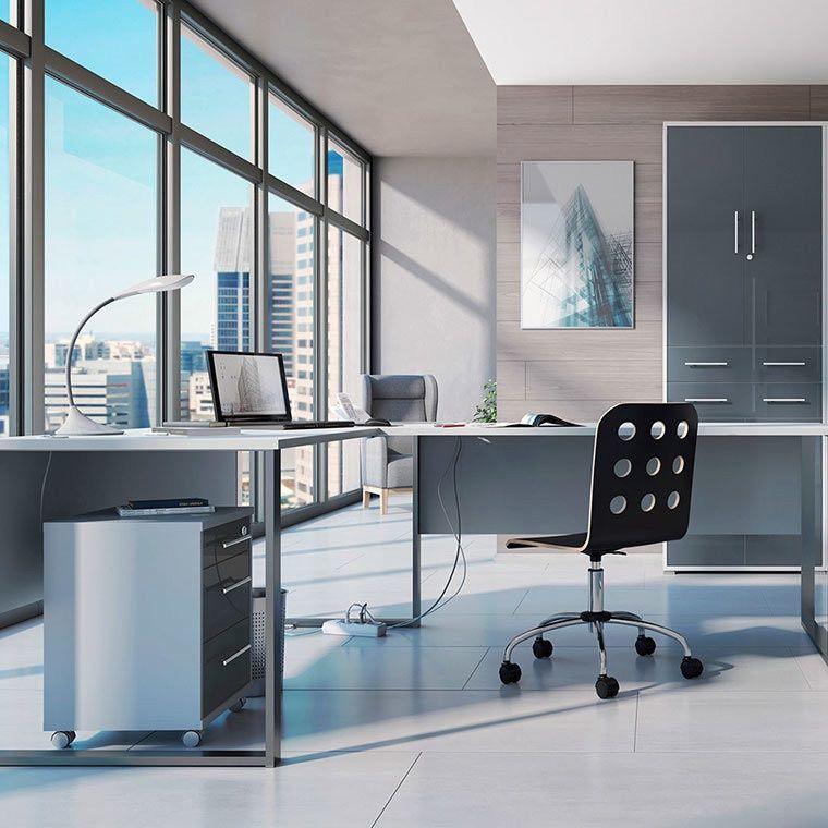Тумба мобильная KON3S OFFICE LUX BRW светло-серый / графит стекло S363-KON3S-JSZ/GF фото мебель