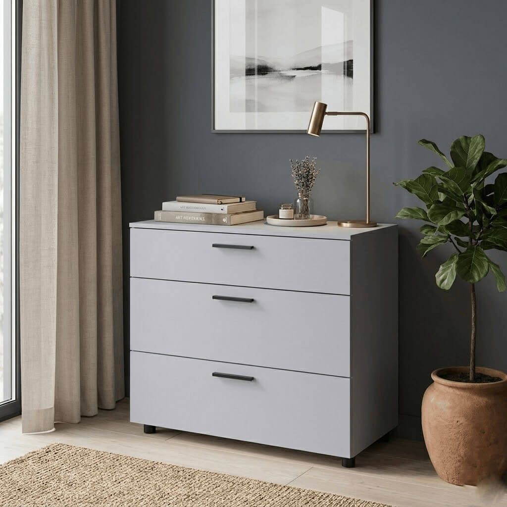 Комод Торн Doros (Дорос) 3Ш 90х51,6х80 см серый 41510159 фото мебель