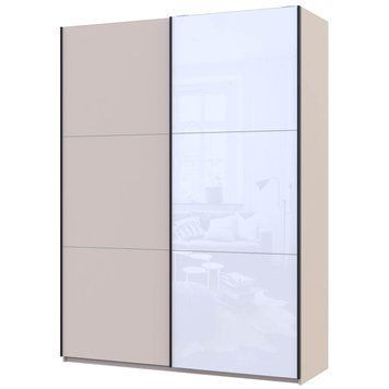 На фото шафа-купе G-Кайзер Doros (Дорос) 1 ДСП / 1 Скло 180х60х240 кашемір / кашемір+білий