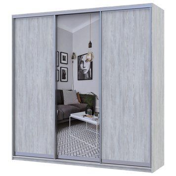На фото шафа-купе Сіті Лайт Doros (Дорос) 1 ДСП / 2 Дзеркала 225х60х225 см сосна натті