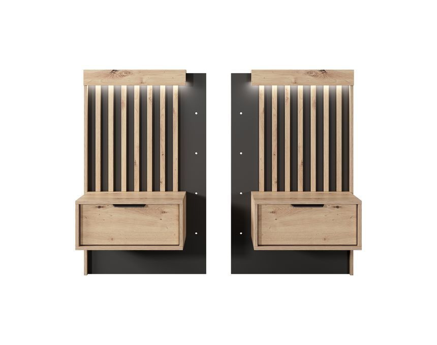 Тумби приліжкові Perfect Home Таллі / Tally з 2 шухлядами 1S/51 дуб артизан / антрацит PHTALLY4 фото меблі