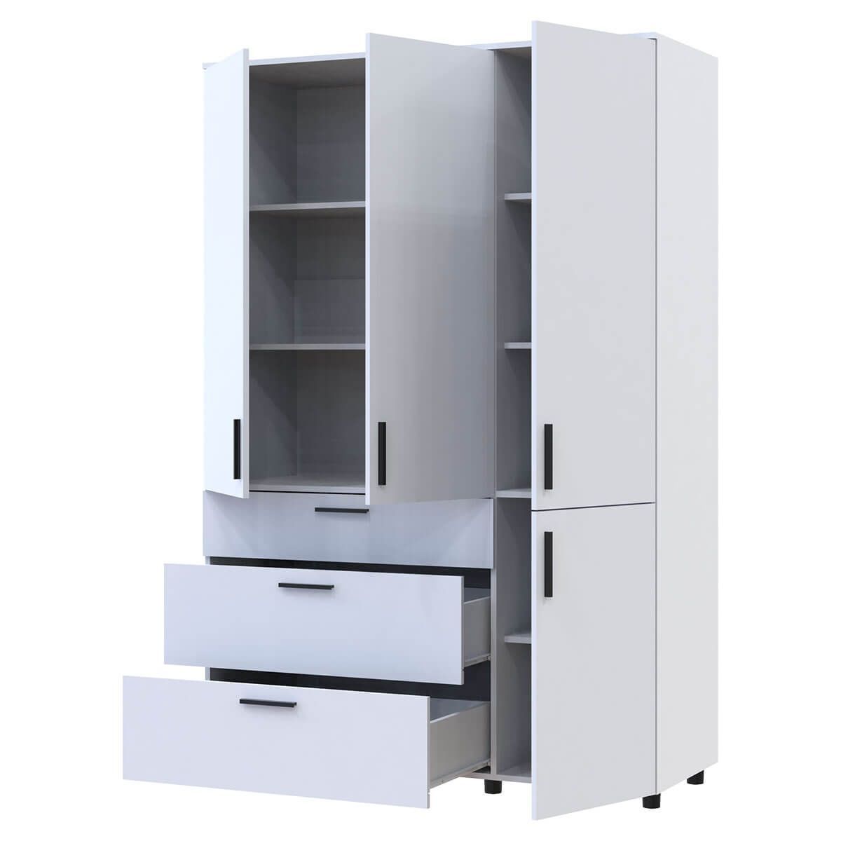 Шафа розпашна Торн Doros (Дорос) 3 ДСП/3Ш (полиці) 135х51,6х200 см білий 44900486 фото меблі