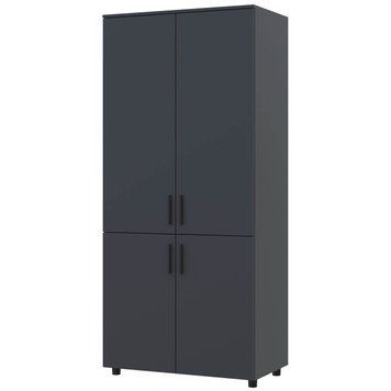 Шафа розпашна Торн Doros (Дорос) 2 ДСП (полиці) 90х51,6х200 см антрацит 44900444 фото меблі