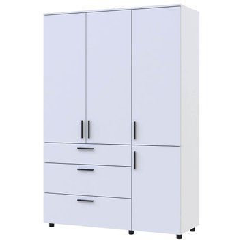 Шкаф распашной Торн Doros (Дорос) 3 ДСП/3Ш (полки) 135х51,6х200 см белый 44900486 фото мебель