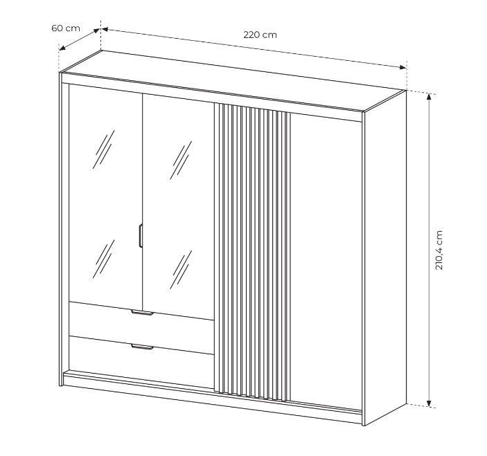 Шафа-напівкупе для одягу Perfect Home Таллі / Tally 4-дверна з дзеркалом 4D2S/220 дуб артизан / антрацит PHTALLY1 фото меблі
