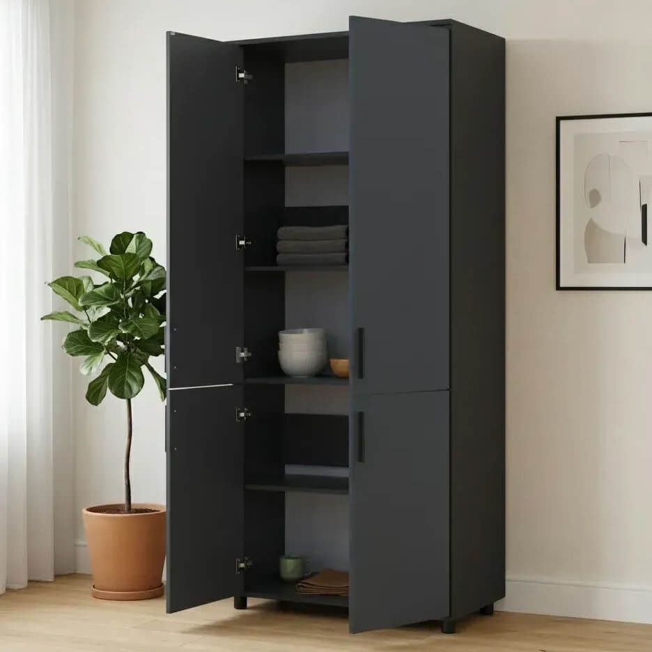 Шафа розпашна Торн Doros (Дорос) 2 ДСП (полиці) 90х51,6х200 см антрацит 44900444 фото меблі