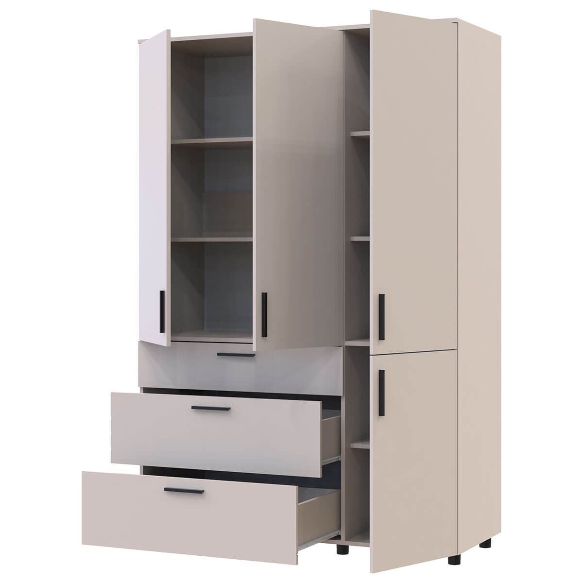 Шкаф распашной Торн Doros (Дорос) 3 ДСП/3Ш (полки) 135х51,6х200 см кашемир 44900498 фото мебель