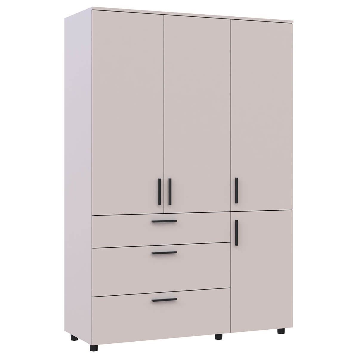 Шкаф распашной Торн Doros (Дорос) 3 ДСП/3Ш (полки) 135х51,6х200 см кашемир 44900498 фото мебель