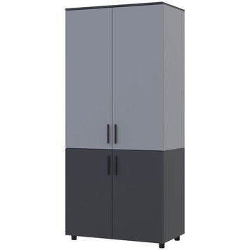 Шафа розпашна Торн Doros (Дорос) 2 ДСП (полиці) 90х51,6х200 см антрацит / сірий  44900472 фото меблі