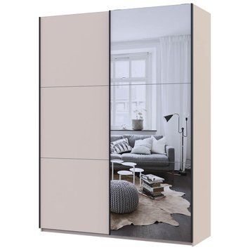 На фото шафа-купе G-Кайзер Doros (Дорос) 1 ДСП / 1 Дзеркало 180х60х240 кашемір