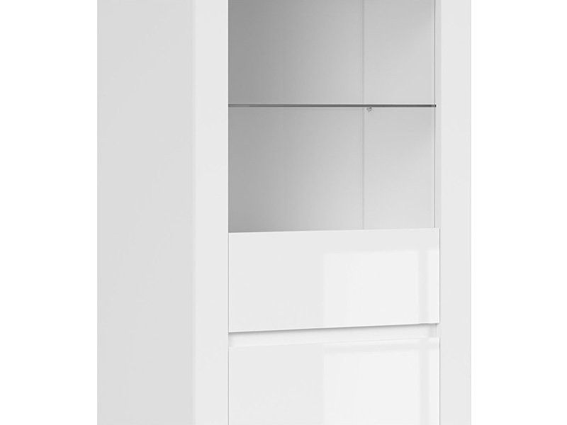 Стенка с подсветкой HOLTEN BRW белый / дуб вотан / белый глянец S440-WALL+LED-BI/DWO/BIP фото мебель