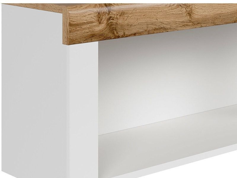 Стенка с подсветкой HOLTEN BRW белый / дуб вотан / белый глянец S440-WALL+LED-BI/DWO/BIP фото мебель