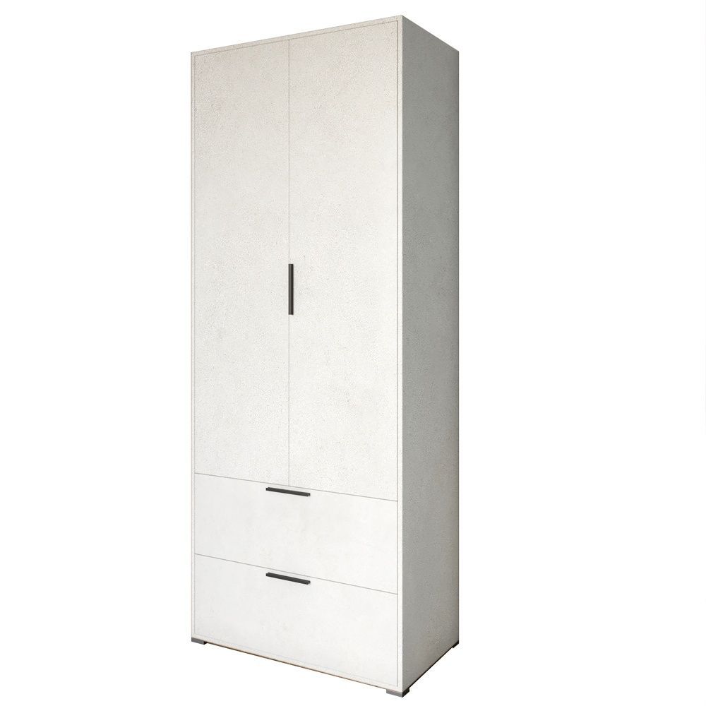 Шкаф распашный двухдверный LION Краш с 2 ящиками 80x200x52 см бетон Style 30826 фото мебель