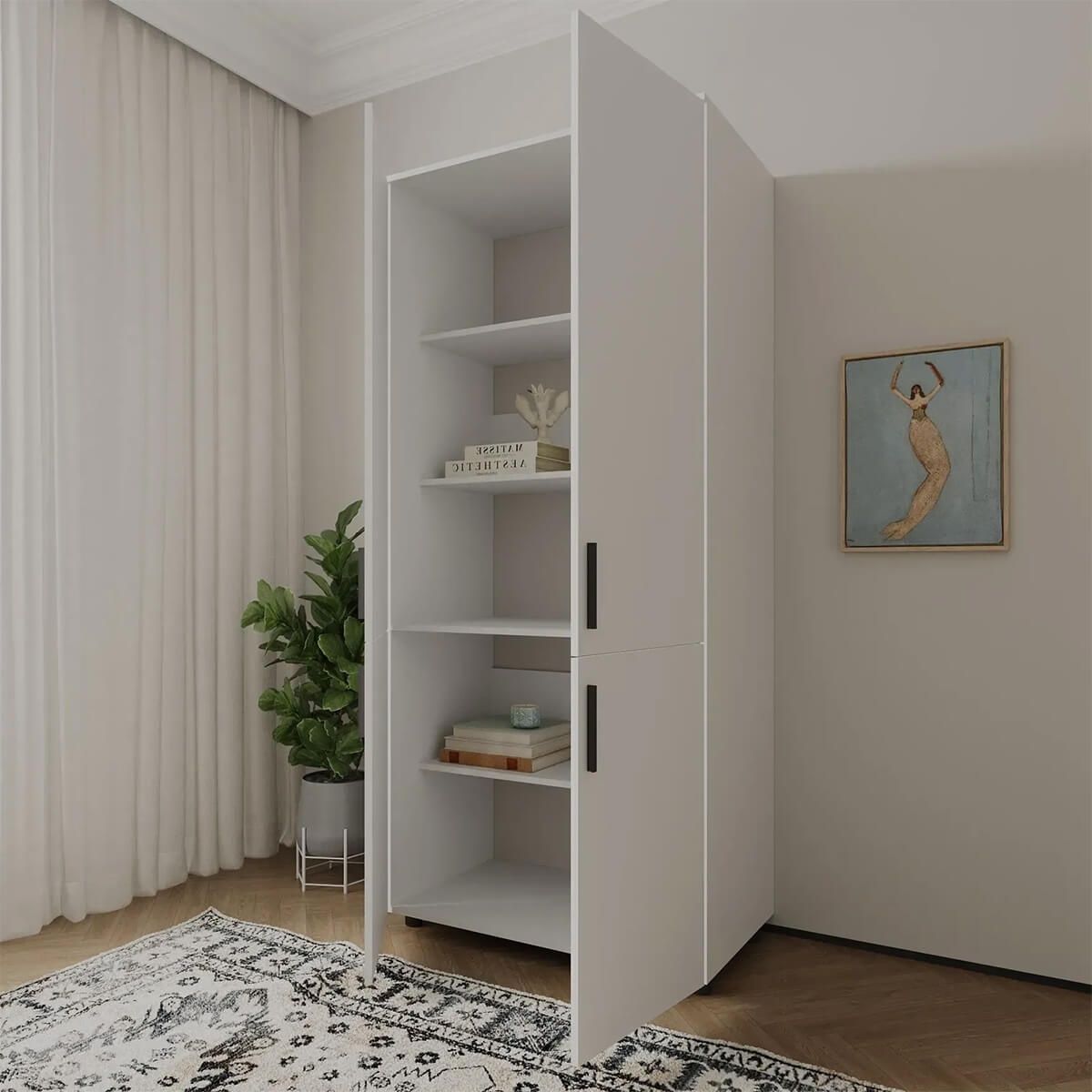 Шафа розпашна Торн Doros (Дорос) 2 ДСП (полиці) 90х51,6х200 см білий 44900436 фото меблі