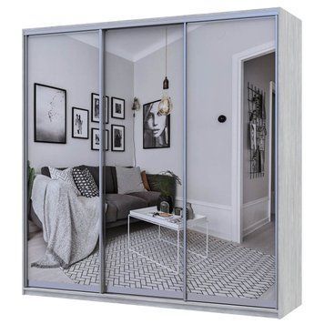 На фото шафа-купе Сіті Лайт Doros (Дорос) 3 Дзеркала 225х60х225 см сосна натті
