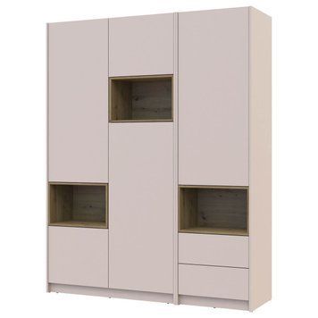 Шафа для одягу з пеналом Дейл Doros (Дорос) 2 ДСП 174,4х52х220 кашемір / дуб артизан 42005883 фото меблі