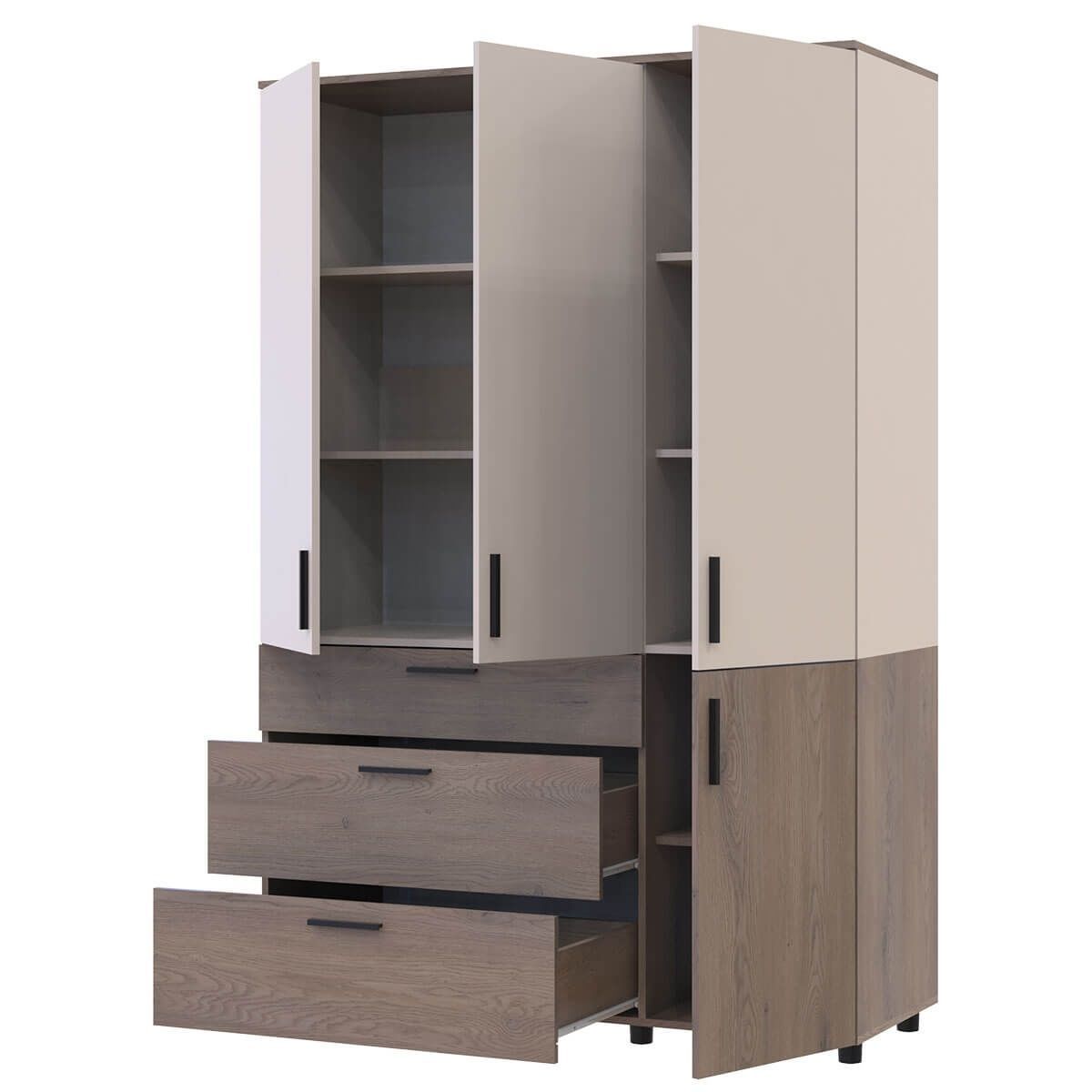 Шкаф распашной Торн Doros (Дорос) 3 ДСП/3Ш (полки) 135х51,6х200 см кремона канноло / кашемир 44900502 фото мебель