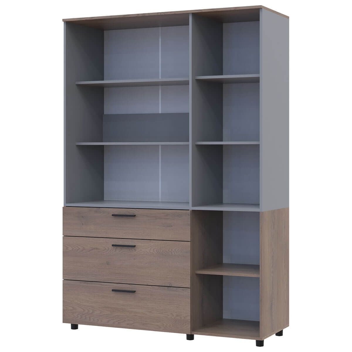 Шкаф распашной Торн Doros (Дорос) 3 ДСП/3Ш (полки) 135х51,6х200 см кремона канноло / серый 44900506 фото мебель