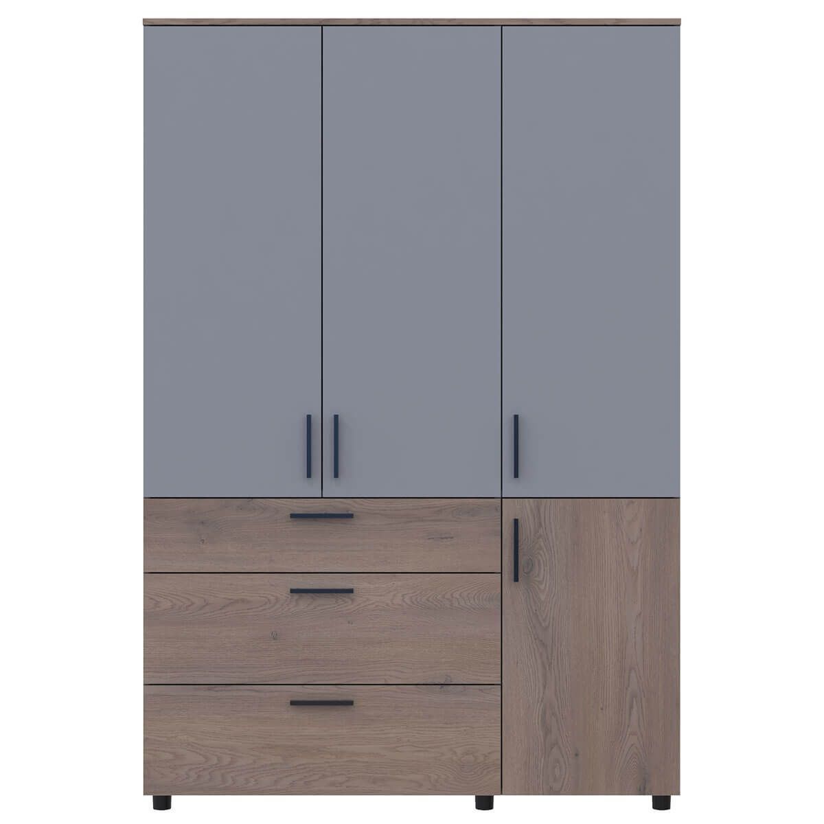 Шкаф распашной Торн Doros (Дорос) 3 ДСП/3Ш (полки) 135х51,6х200 см кремона канноло / серый 44900506 фото мебель