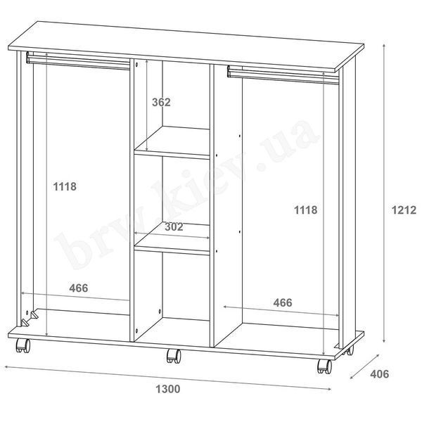 Гардеробная стойка Д3 Doros (Дорос) 130х40,6х121 дуб сонома 41510112 фото мебель