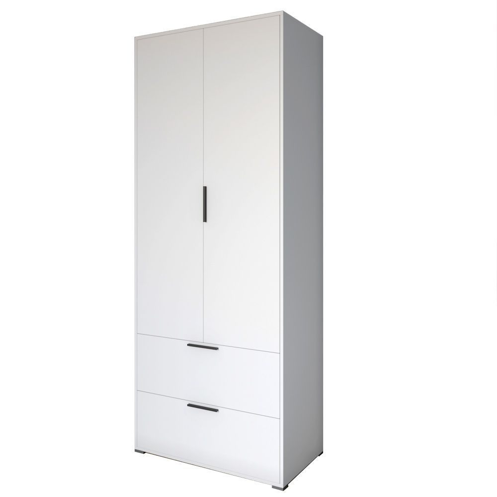 Шкаф распашный двухдверный LION Краш с 2 ящиками 80x200x52 см нимфея альба (белый) 30829 фото мебель