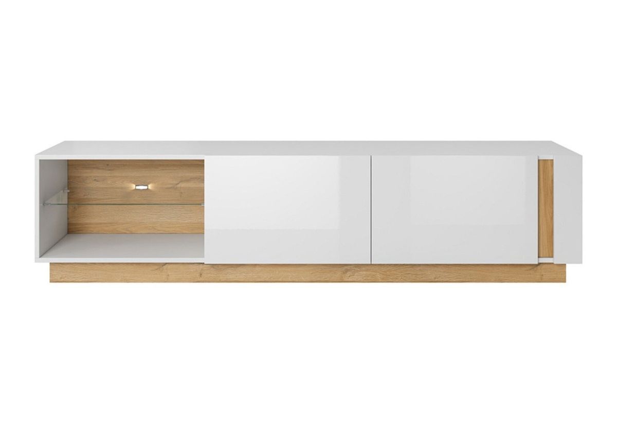Тумба под телевизор Perfect Home Арко / Arco (Marco) 2D/187 с 2 дверками 187 см белый глянец / дуб грандсон PHARCO8B фото мебель