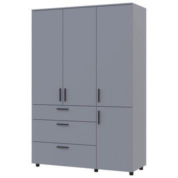 Шкаф распашной Торн Doros (Дорос) 3 ДСП/3Ш (полки) 135х51,6х200 см серый 44900490 фото мебель