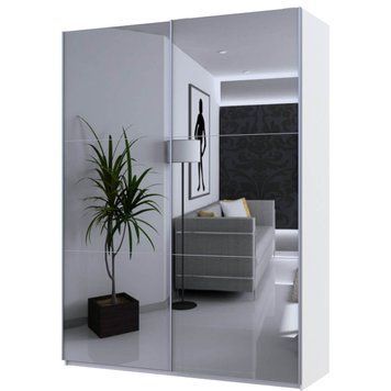 На фото біла шафа-купе G-Кайзер Doros (Дорос) 2 Дзеркала 180х60х240