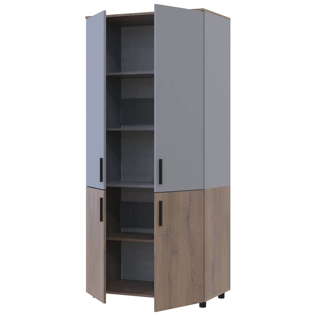 Шафа розпашна Торн Doros (Дорос) 2 ДСП (полиці) 90х51,6х200 см кремона канноло / сірий 44900456 фото меблі