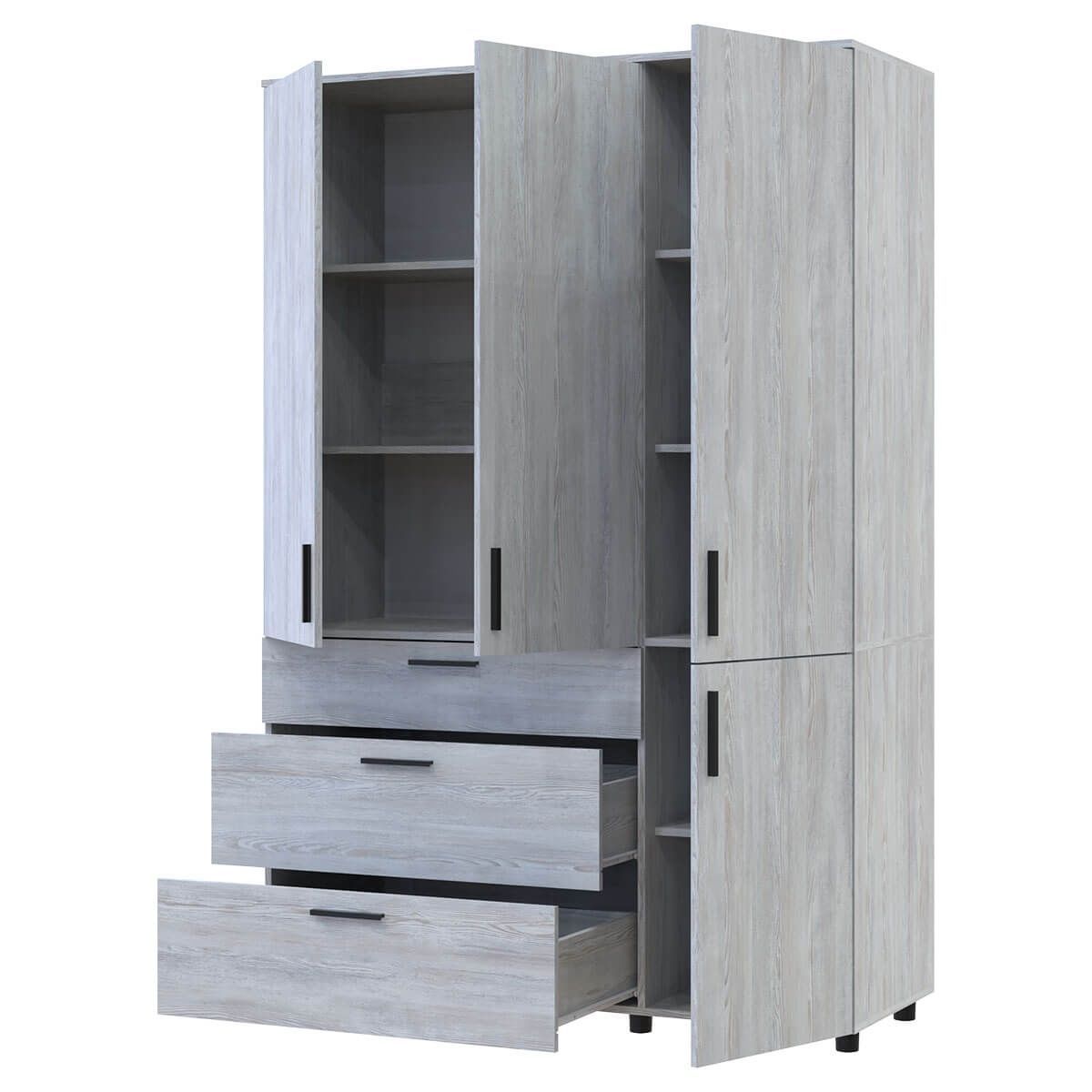 Шкаф распашной Торн Doros (Дорос) 3 ДСП/3Ш (полки) 135х51,6х200 см сосна натти 44900482 фото мебель