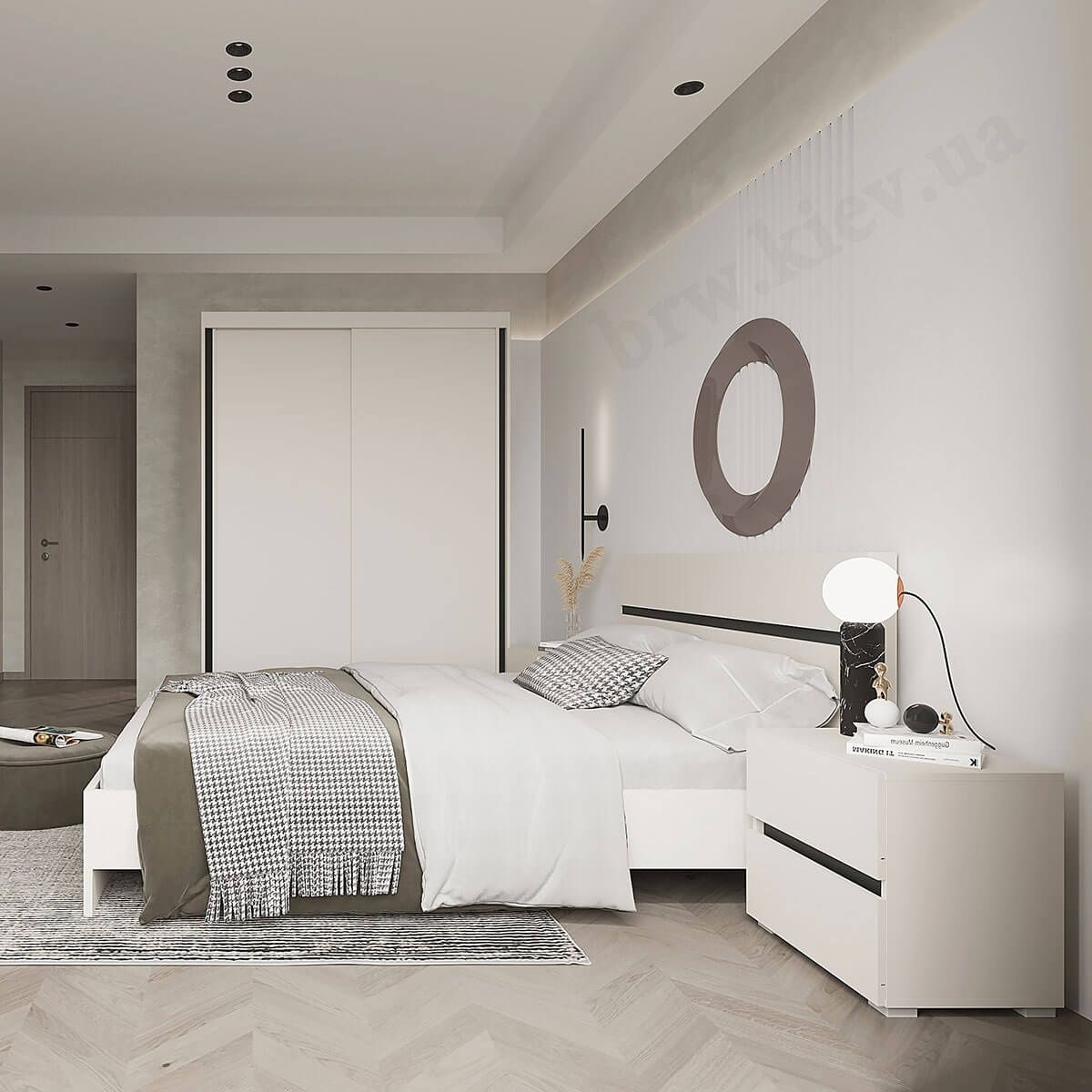 На фото шафа-купе Лондон Гербор 160 в інтер'єрі спальні