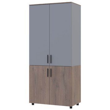 Шафа розпашна Торн Doros (Дорос) 2 ДСП (полиці) 90х51,6х200 см кремона канноло / сірий 44900456 фото меблі