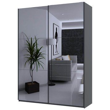 На фото шафа-купе G-Кайзер Doros (Дорос) 2 Дзеркала 180х60х240 графіт