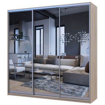 На фото шафа-купе Сіті Лайт Doros (Дорос) 3 Дзеркала 225х60х225 см дуб сонома