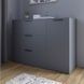 Комод LION Краш з трьома шухлядами та закритими полицями 120x86x43 см антрацит 30880 фото меблі