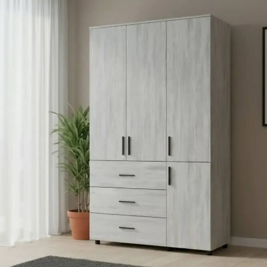 Шкаф распашной Торн Doros (Дорос) 3 ДСП/3Ш (полки) 135х51,6х200 см сосна натти 44900482 фото мебель