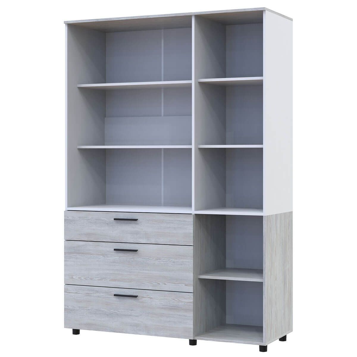 Шкаф распашной Торн Doros (Дорос) 3 ДСП/3Ш (полки) 135х51,6х200 см сосна натти / белый 44900510 фото мебель