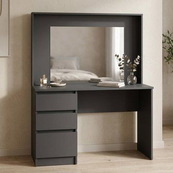 Туалетный столик с зеркалом LION Мисс 110х50х145 см антрацит 51730 фото мебель
