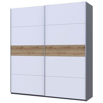 Шкаф-купе G-Кайзер Doros (Дорос) 2 ДСП / 5 частей 220х60х240 антрацит / белый+дуб эвок 42005418 фото мебель