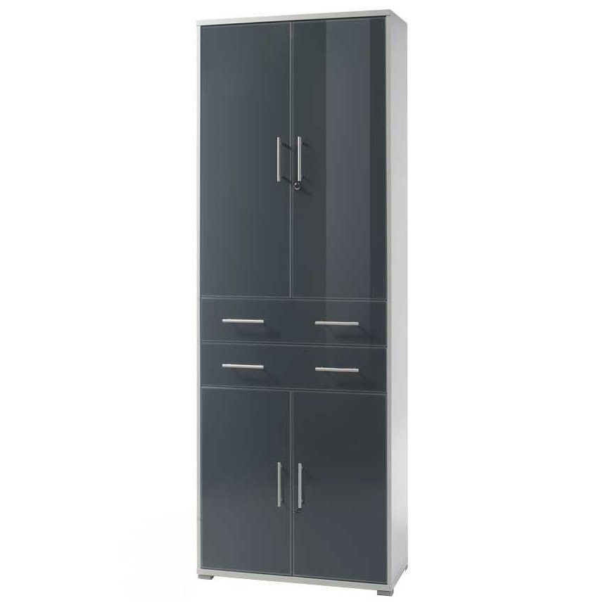 Шафа REG4D2S/220 OFFICE LUX BRW світло-сірий / графіт скло S363-REG4D2S/220-JSZ/GF фото меблі