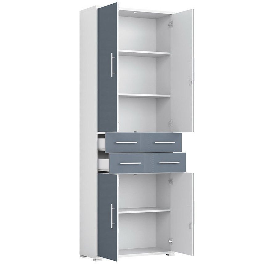 Шафа REG4D2S/220 OFFICE LUX BRW світло-сірий / графіт скло S363-REG4D2S/220-JSZ/GF фото меблі