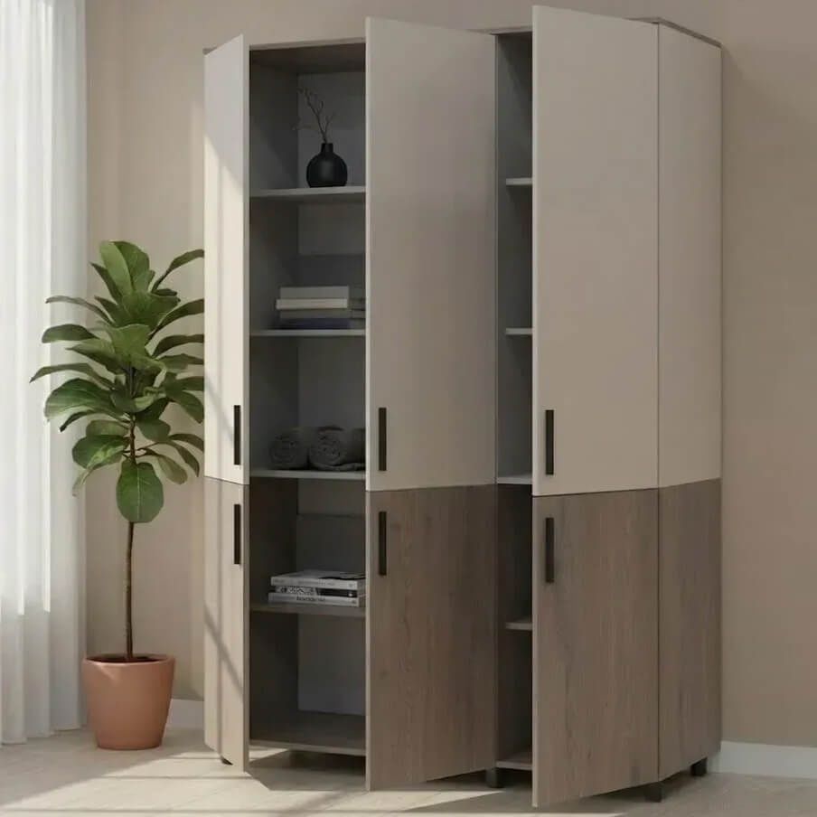 Шафа розпашна Торн Doros (Дорос) 3 ДСП (полиці) 135х51,6х200 см кремона канноло / кашемір 44900500 фото меблі