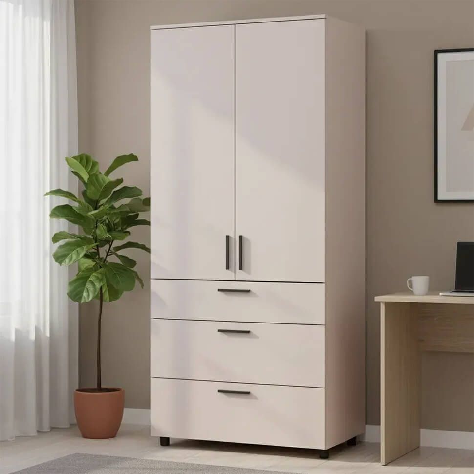 Шкаф для одежды Торн Doros (Дорос) 2 ДСП/3Ш (штанга) 90х51,6х200 см кашемир 44900449 фото мебель