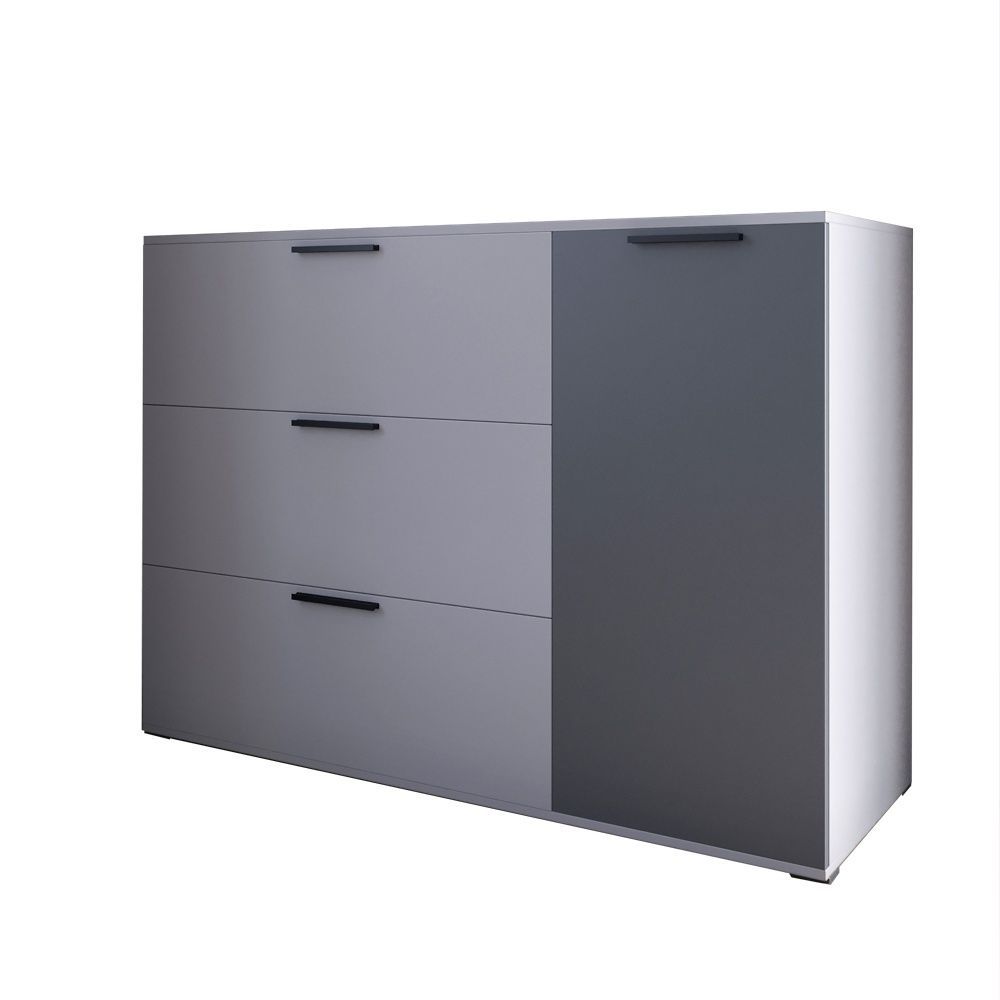 Комод LION Краш с тремя ящиками и закрытыми полками 120x86x43 см кашемир / антрацит 30883 фото мебель