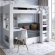 Детская двухъярусная кровать LION Флай 90х190 см со встроенным столом Донна Лайт 18 нимфея альба (белый) 18649 фото мебель