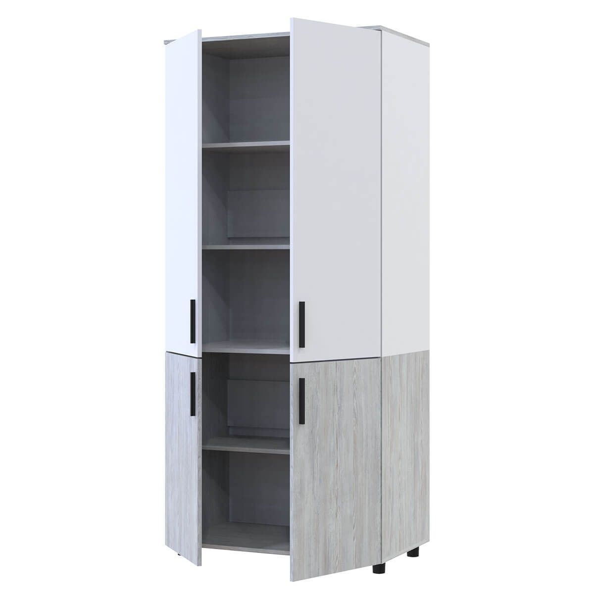 Шафа розпашна Торн Doros (Дорос) 2 ДСП (полиці) 90х51,6х200 см сосна натті / білий  44900460 фото меблі