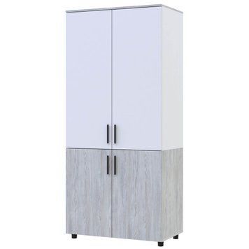 Шкаф распашной Торн Doros (Дорос) 2 ДСП (полки) 90х51,6х200 см сосна натти / белый 44900460 фото мебель